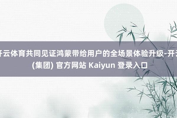 开云体育共同见证鸿蒙带给用户的全场景体验升级-开云 (集团) 官方网站 Kaiyun 登录入口