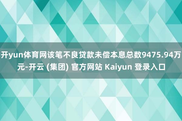 开yun体育网该笔不良贷款未偿本息总数9475.94万元-开云 (集团) 官方网站 Kaiyun 登录入口