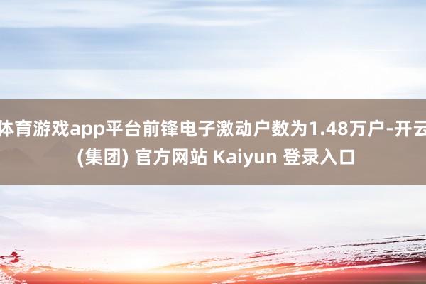 体育游戏app平台前锋电子激动户数为1.48万户-开云 (集团) 官方网站 Kaiyun 登录入口