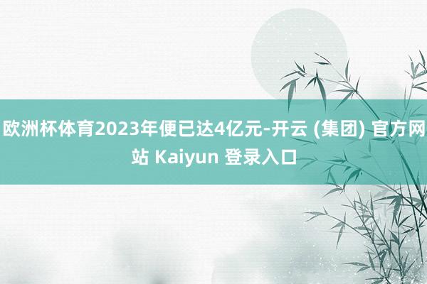 欧洲杯体育2023年便已达4亿元-开云 (集团) 官方网站 Kaiyun 登录入口