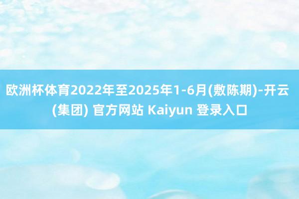 欧洲杯体育2022年至2025年1-6月(敷陈期)-开云 (集团) 官方网站 Kaiyun 登录入口