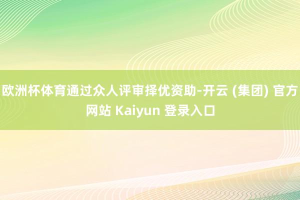 欧洲杯体育通过众人评审择优资助-开云 (集团) 官方网站 Kaiyun 登录入口
