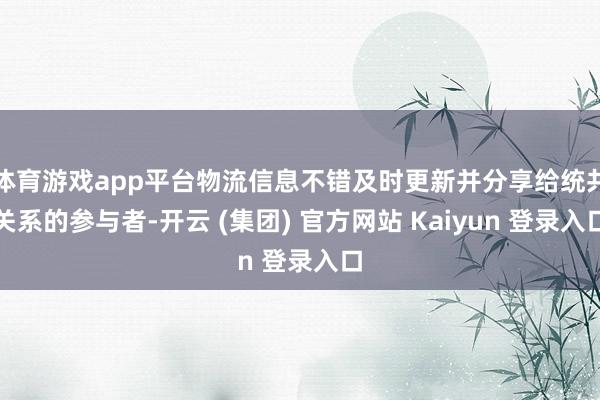 体育游戏app平台物流信息不错及时更新并分享给统共关系的参与者-开云 (集团) 官方网站 Kaiyun 登录入口