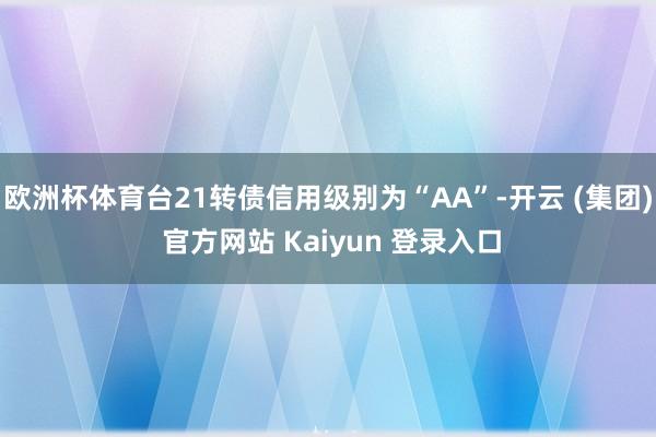 欧洲杯体育台21转债信用级别为“AA”-开云 (集团) 官方网站 Kaiyun 登录入口